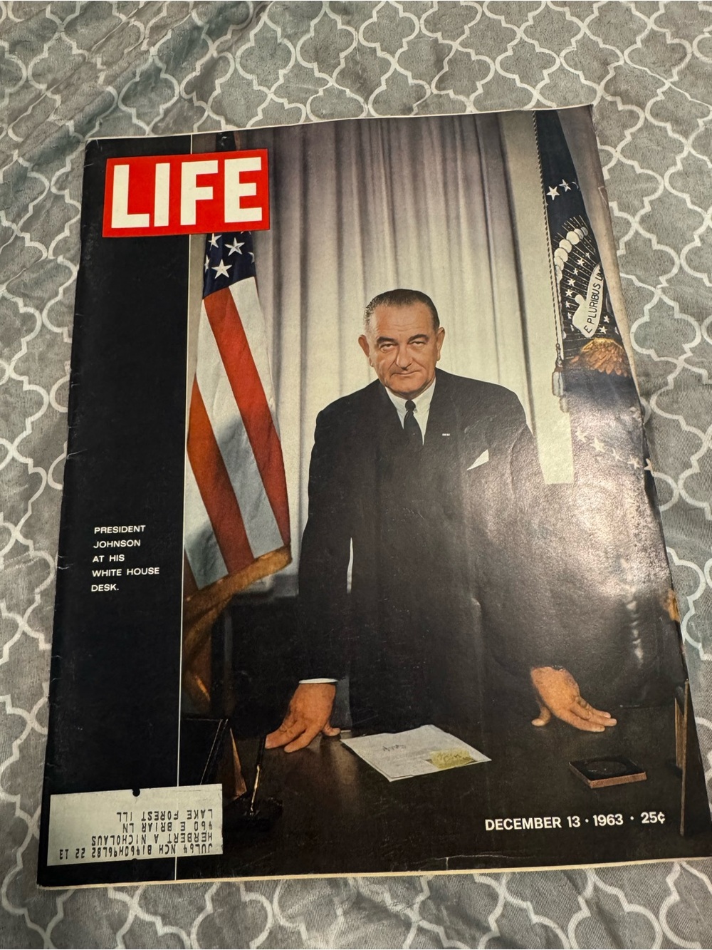 VTG Life Magazine December 13 1963 - Pres. Lyndon B. Johnson at White House Desk